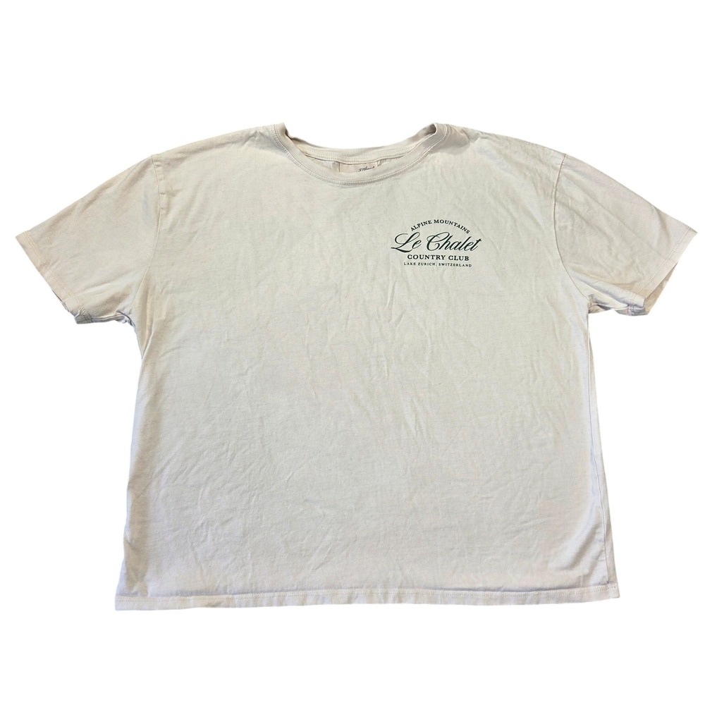Universal Thread Le Chalet Country Club Graphic Tee Cream Boxy Cotton Shirt M